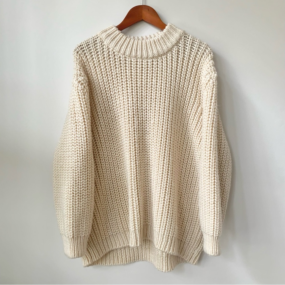 ZARA | VERY CHUNKY THICK KNIT CREWNECK SWEATER MOHAIR COZY WARM